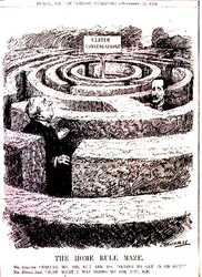 Hemmastyrets labyrint. Mr Asquith: "Ursäkta mig, sir, men försöker du komma in eller ut?" Mr Bonar Law: "Precis vad jag tänkte fråga dig, sir" från "Punch" -tidningen, Vol CXLV s.401, pub. 12 november