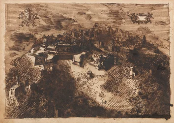 En befäst stad (recto); En geometrisk design (verso)