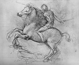 En ryttare som trampar på en fallen fiende, ca 1480, 1945