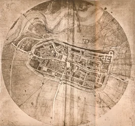 En karta som visar staden Imola i Italien, ca 1472-ca 1519 1883