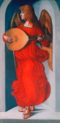 En ängel i rött med en luta, 1490-1499