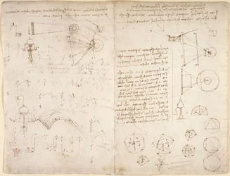 Arundel 263, f.221v, f.220 Anteckningar, diagram och skisser från 