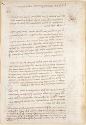 Arundel 263, f.25v Anteckningar och grova skisser om erosion orsakad av vatten, från 