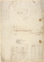 Arundel 263, f.33v Anteckningar och diagram om mekanik, från 