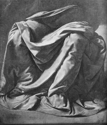 Avgjutning av draperi för benen på en sittande figur, 1470-1484 1945