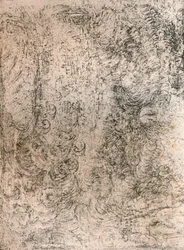 Träkolsteckning, föreställande en syndaflod, från Royal Library, Windsor Castle, 1883
