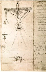Utdrag ur ett Da Vinci-manuskript som beskriver principen för och konstruktionen av en "kran" (manuskript)