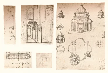 Fem arkitektoniska ritningar, c1472-c1519 1883