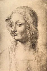 Chef för en ung kvinna, teckning av Leonardo da Vinci, Cabinet of Drawings and Prints, Uffizi, Florens