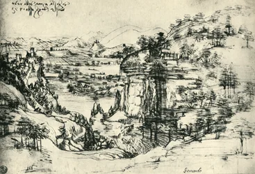 Landskapsteckning för Santa Maria della Neve den 5 augusti 1473, 1943