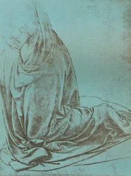 Förberedande studie av draperi för ängeln i `Virgin of the Rocks`, 1472-c1519 1883