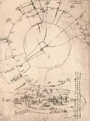Skisskarta över Milano, c1472-c1519 1883