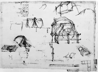 Skiss av en evighetsmaskin ritad av Leonardo da Vinci, cirka 1472-1519