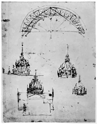 Studier för den centrala kupolen i Milanos katedral, sent 1400-tal 1954.