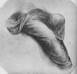 Studier av draperiet till en figur som sitter till höger, c1480 1945