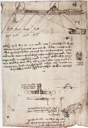 Studie för en marin muddring av Leonard de Vinci (Leonardo da Vinci) (1452 - 1519). Rita med penna och bläck.