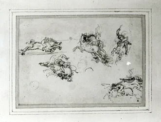 Study of Horsemen in Combat, 1503-4 (penna och bläck på papper)