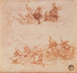 Studier av ryttare i strid och fotsoldater, 1503