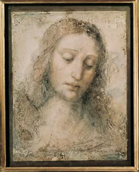 Kristus Frälsarens huvud. Teckning av en elev till Leonardo da Vinci