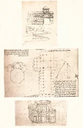 Tre ritningar av kyrkor, c1472-c1519 1883