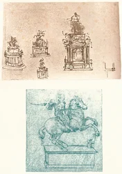 Två förberedande studier för Sforza-monumentet, c1482-c1499 1883
