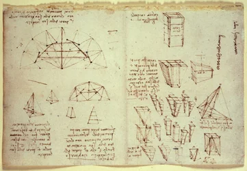 Leonardo da Vincis anteckningsbok med diagram över geometriska former