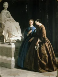 Maria Clotilde och Maria Pia av Savojen på Superga (olja på duk)