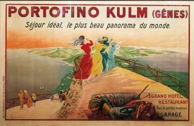 Annons för Portofino hote, Portofino Kulm, illustration av Leonetto Cappiello, affisch