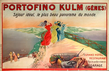 Reklamaffisch för Portofino Kulm Hotel i Camogli, Italien, 1900-talet