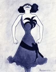 Karikatyr av den polska komikern och sångerskan (Emilie Marie Bouchaud) (1874-1939) Teckning av Leonetto Cappiello (1875-1942) 1900