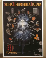 Färglitografi av Leonetto Cappiello, SEI, reklamaffisch för Electroheat Italian Company