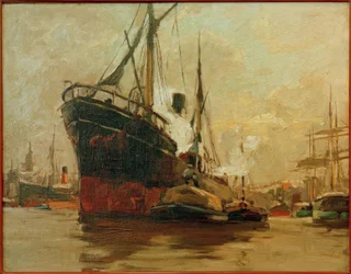 Ångare i hamnen