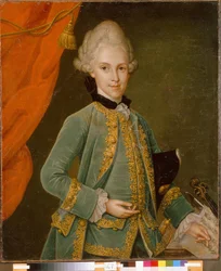 Porträtt av greve Karl Gustav von Simolin (1715-1777). Målning av Leonhard Schorer (1715-1777), olja på duk. tysk konst