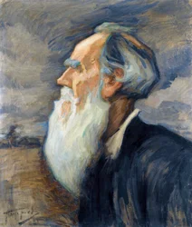 ""Författaren Leon Tolstoy (1828-1910) (Porträtt av Leo Tolstoy) Målning av Leonid Osipovich Pasternak (1862-1945), - Olja på duk, 77,5x66 Privat samling