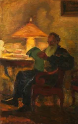 Leo Tolstoj med en tidning, 1901