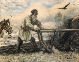 Lev Tolstoj vid plogen, 1903