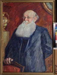 Porträtt av den revolutionära greve Pierre (Pyotr) Alekseevich Kropotkin (Pyotr A. Kropotkin) (1842-1921). Målning av Leonid Osipovich Pasternak (1862-1945), tempera på duk