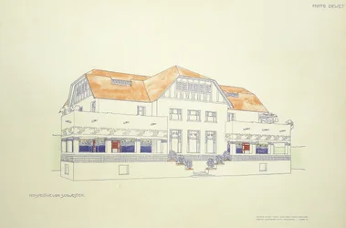 Utsikt från nordöstra, ca 1901 (färg litho)