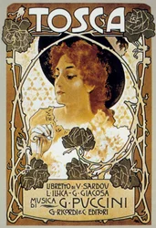 Omslag av Leopoldo Metlicovitz av partituret till operan Tosca av Giacomo Puccini