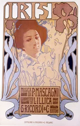 Iris komponerad av Pietro Mascagni, affisch av Leopoldo Metlicovitz, libretto av Luigi Illica, 1898.