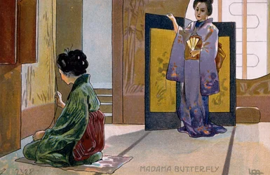 Vykort skapat för premiären av "Madame Butterfly", i Brescia