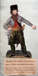 Franska revolutionen: "" medlem av revolutionskommittén"" Gouache des freres Lesueur (1700-talet). Musée Carnavalet, Paris