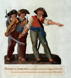 Representation av Mathieu Jouve Jourdan dit Jourdan Coupe-Tete (1749-1794), en grym revolutionär som blev känd efter massakrerna på glaciären i Avignon i oktober 1791. Gouache des freres Lesueur (1700-talet)