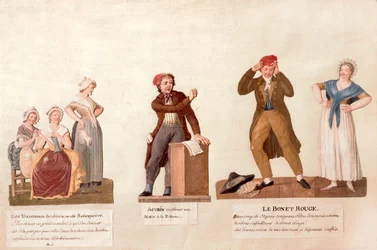 The Jacobin Knitters, a Jacobin and the Red Bonnet (gouache på papper)