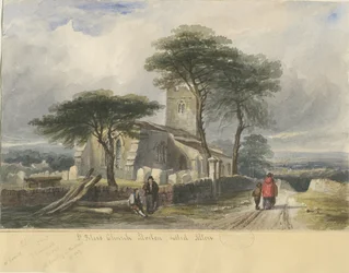 Alton Church: akvarellmålning och [c 1830-1840] (målning)