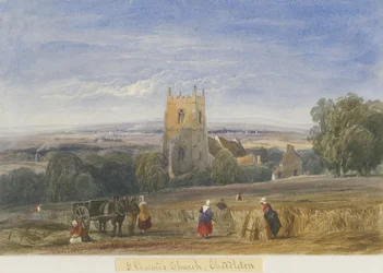 Cheddleton Church: akvarellmålning och [c 1830-1840]
