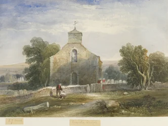 Onecote Church: akvarellmålning och [c 1830-1840]