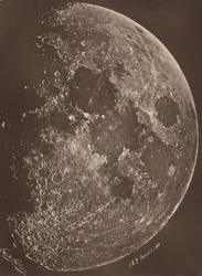 Fotografi av månen vid dess 1:a kvartal, 6 mars 1865.
