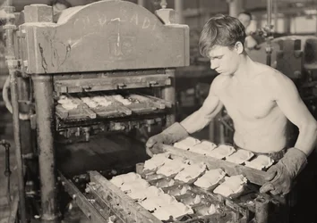 Fabriksarbetare på Paragon Rubber Company, Massachusetts. 1936