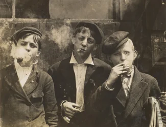 Three Young Newsboys Smoking, Saint Louis, Missouri, USA, 1910